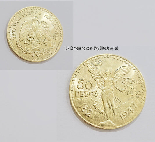 1947 Mexican Centenario 50 Gold Pesos Copy Coin Solid 10k Yellow Gold Centenaro