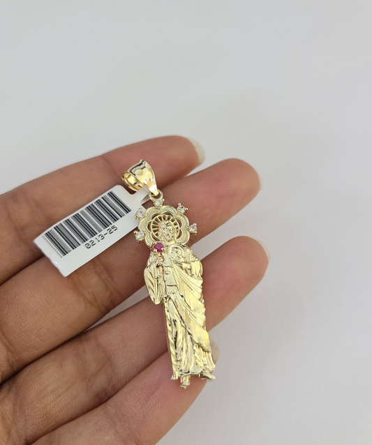 10k San Judas Charm Pendant Mens REAL 10Kt Saint Jude Yellow Gold