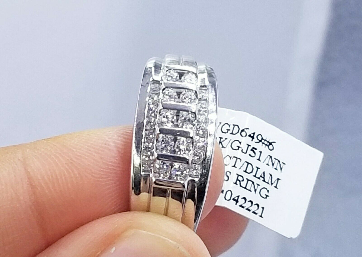 Mens 14k White Gold 0.47CT Wedding Engagement Ring Diamond Band Solitaire Real