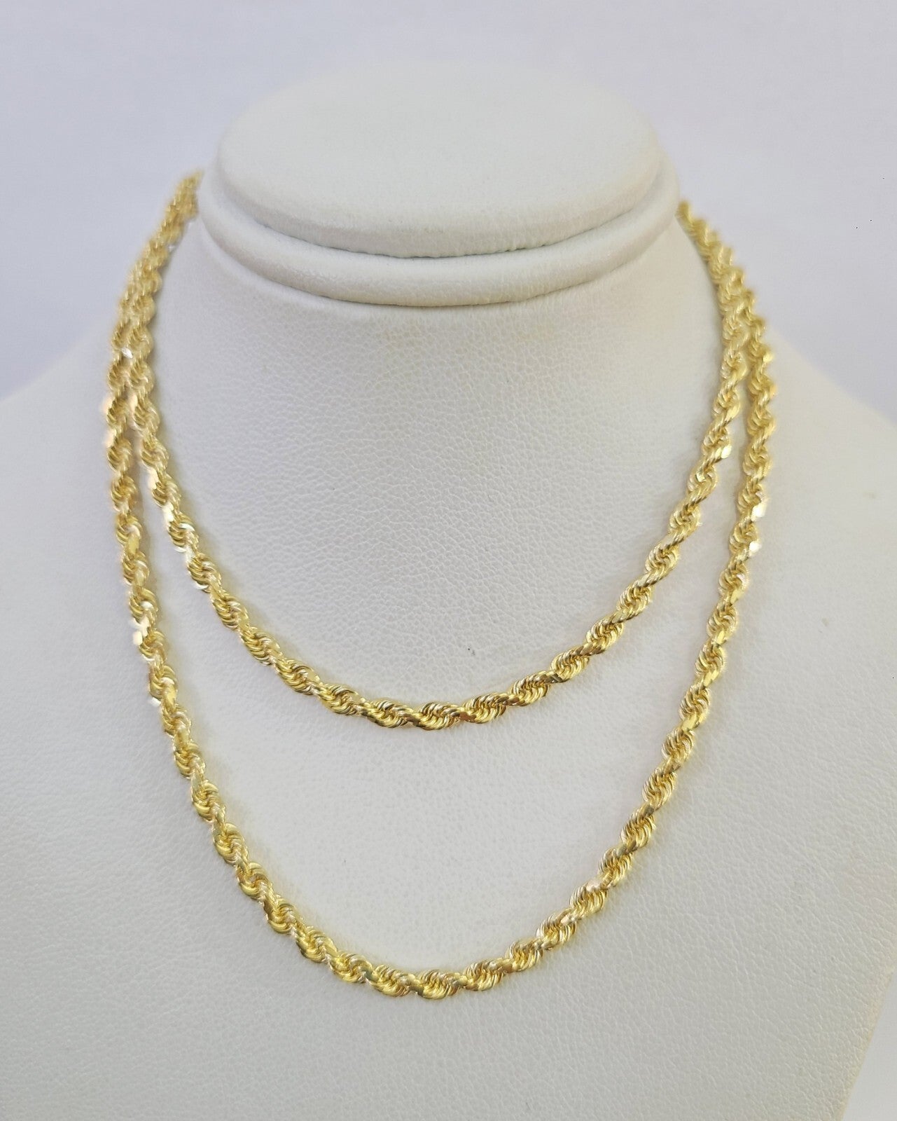 Real 18k Rope Chain Necklace 22 Inches 3mm Yellow Gold Men Women 18KT SOLID