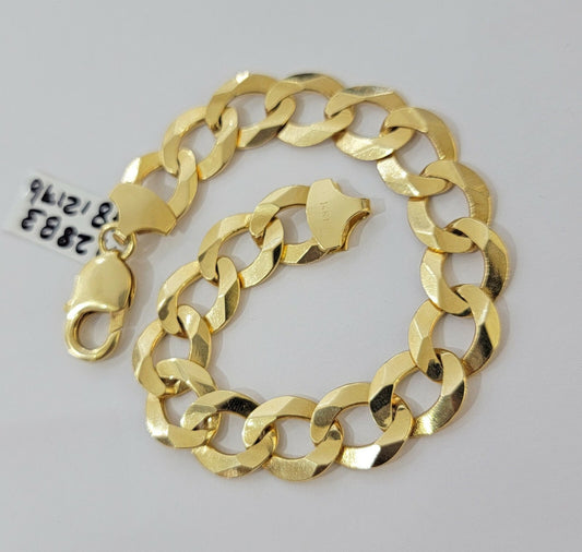 Solid 14k Yellow Gold Cuban Curb link Bracelet 8" 13.5mm Real 14k Real Gold Sale