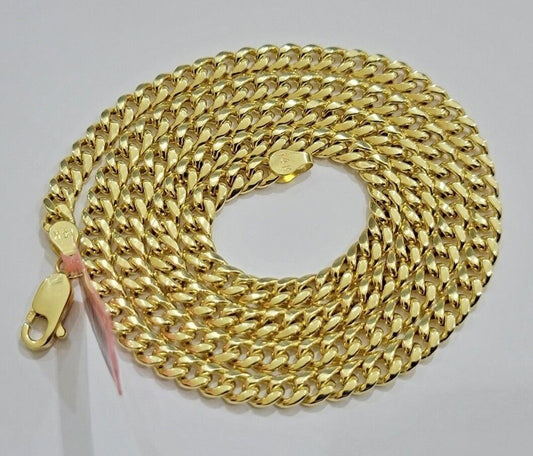 14k Yellow Gold Miami Cuban Link Chain Necklace 18'' 20" 22'' 24'' 26" Inch 5mm