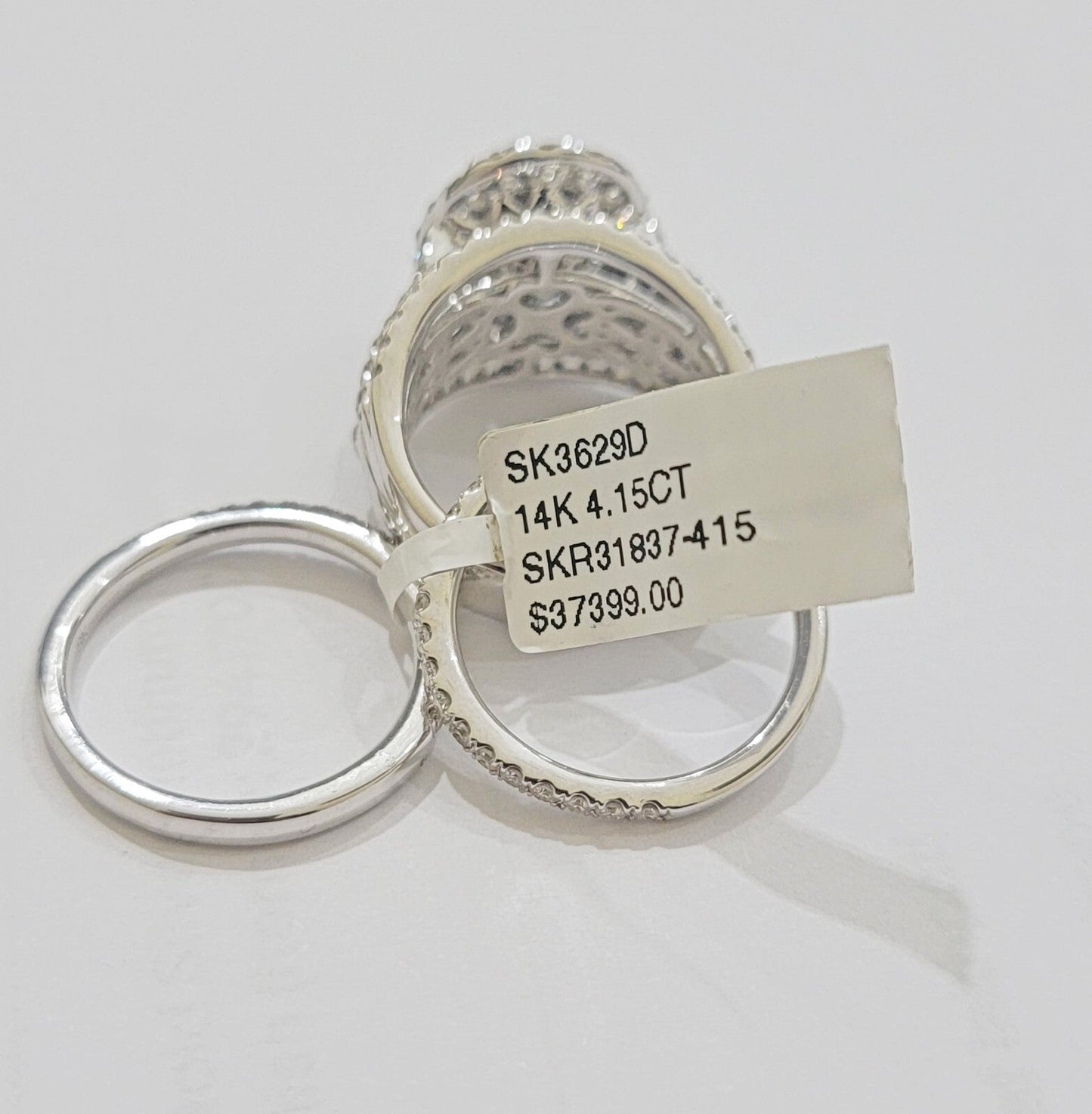 14k White Gold Diamond Ring & Band Ladies 4CTW Wedding Engagement Solid REAL