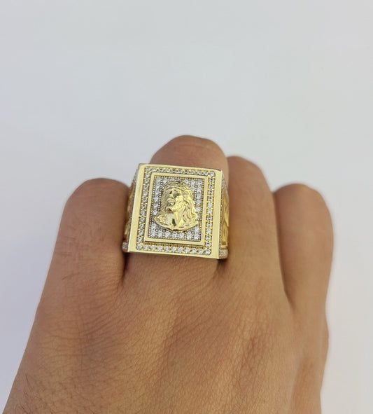 10k Jesus Head Ring Casual Band Yellow Gold Genuine Brand New