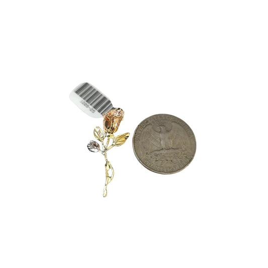 Real 10k Rose Trio Gold Charm Pendant Franco Chain Necklace SET 2.5mm 16"-26"