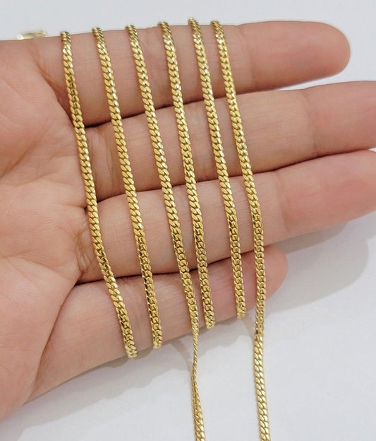 Real 18kt Yellow Gold Miami Cuban Chain Necklace 2mm 18 Inch Men Women SOLID 18k