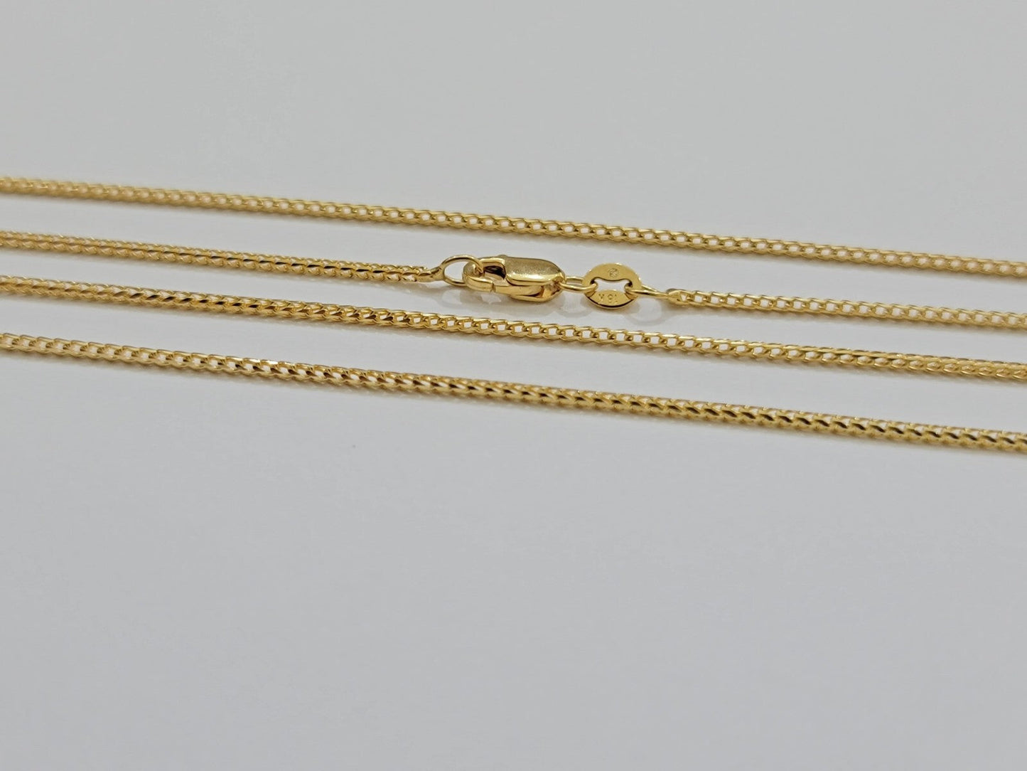 Real 18k Yellow Gold Franco Chain Necklace 1mm 24'' Inches Men Women SOLID HEAVY