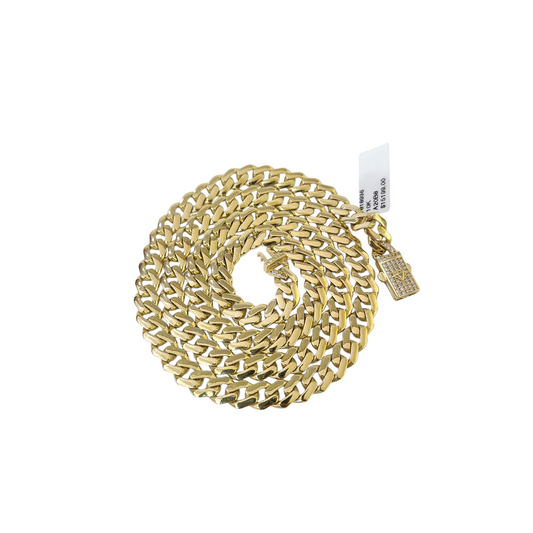 Real 10k Gold Chain 7mm Monaco Cuban Link Necklace 24'' Men's 10kt Yellow Gold