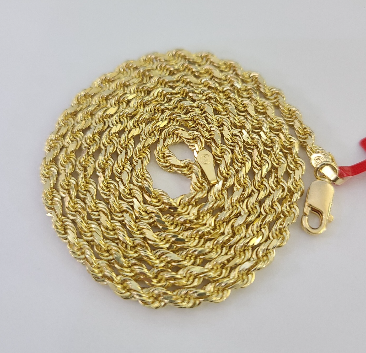 Real 18k Rope Chain Necklace 22 Inches 3mm Yellow Gold Men Women 18KT SOLID