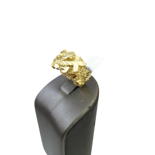 Real 10k Nugget Cross Ring Yellow Gold Men 10Kt Genuine
