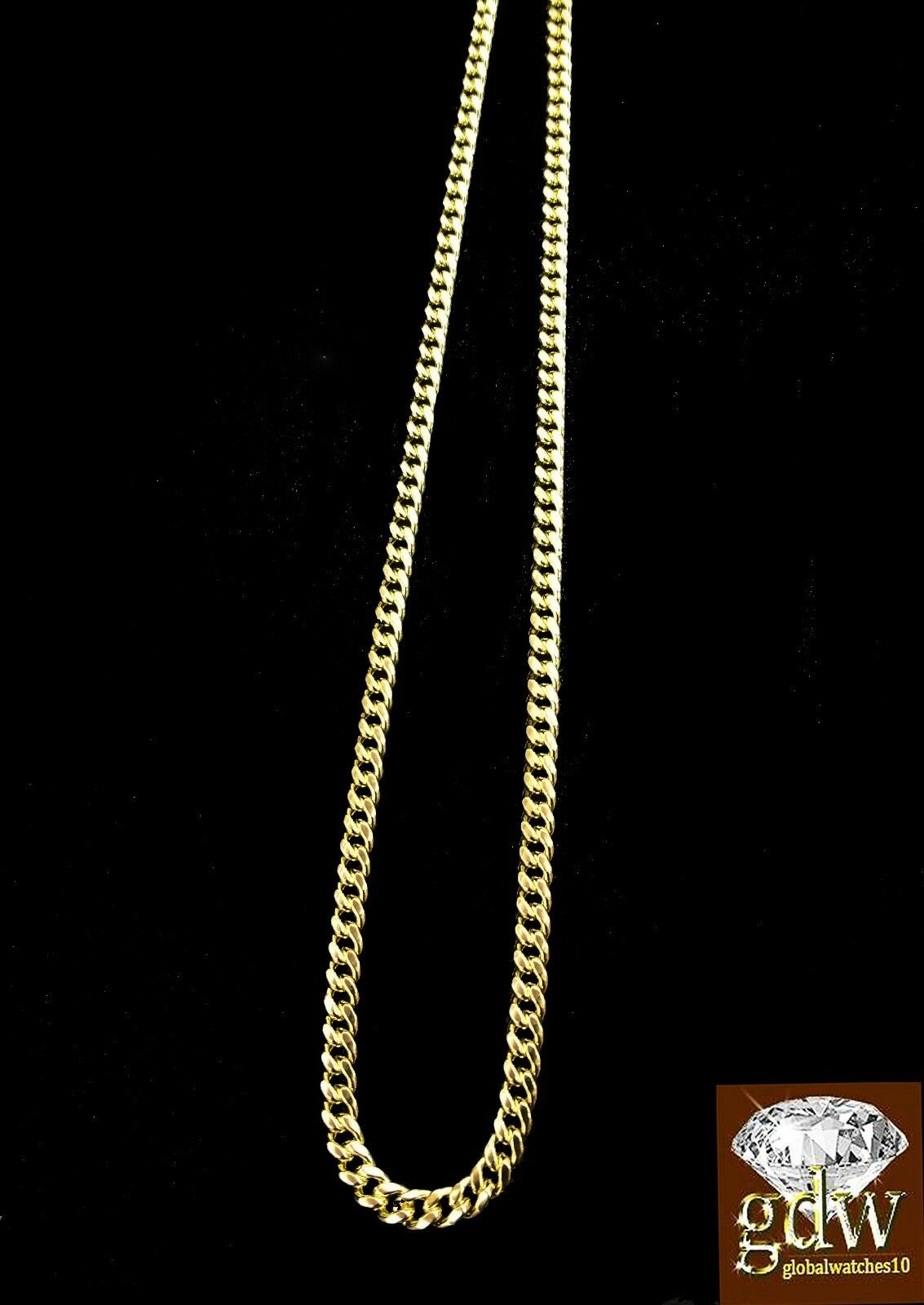 10k Gold Chain For Mens/Women Real Gold Cuban Chains 20" 22" 24" 26" 28" 30 3mm