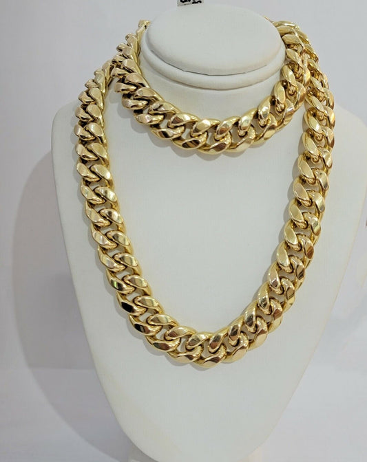 10k Gold Miami Cuban Link Chain 13mm Necklace 24" Yellow Gold REAL 10KT , Strong