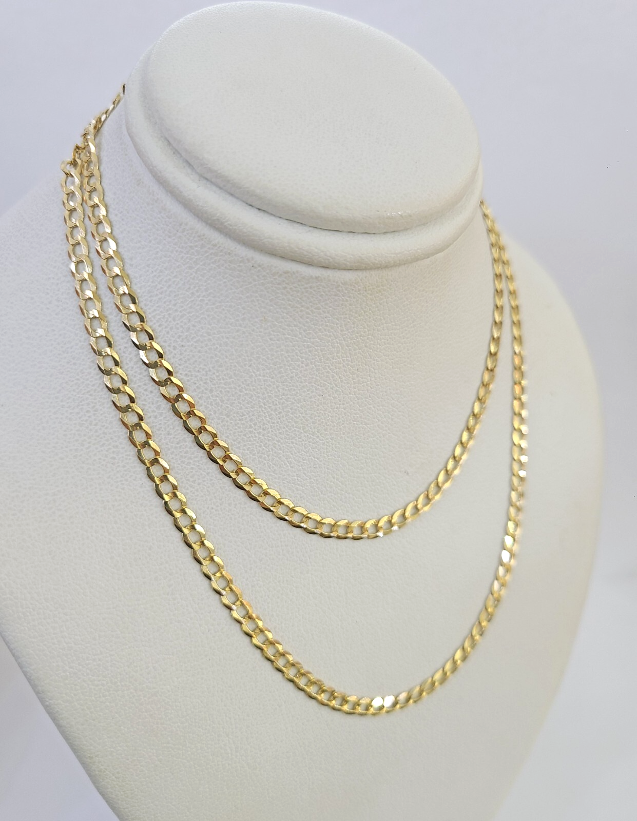 Real 18kt Cuban Curb Chain Necklace 3mm 22 Inch Yellow Gold Men Women SOLID