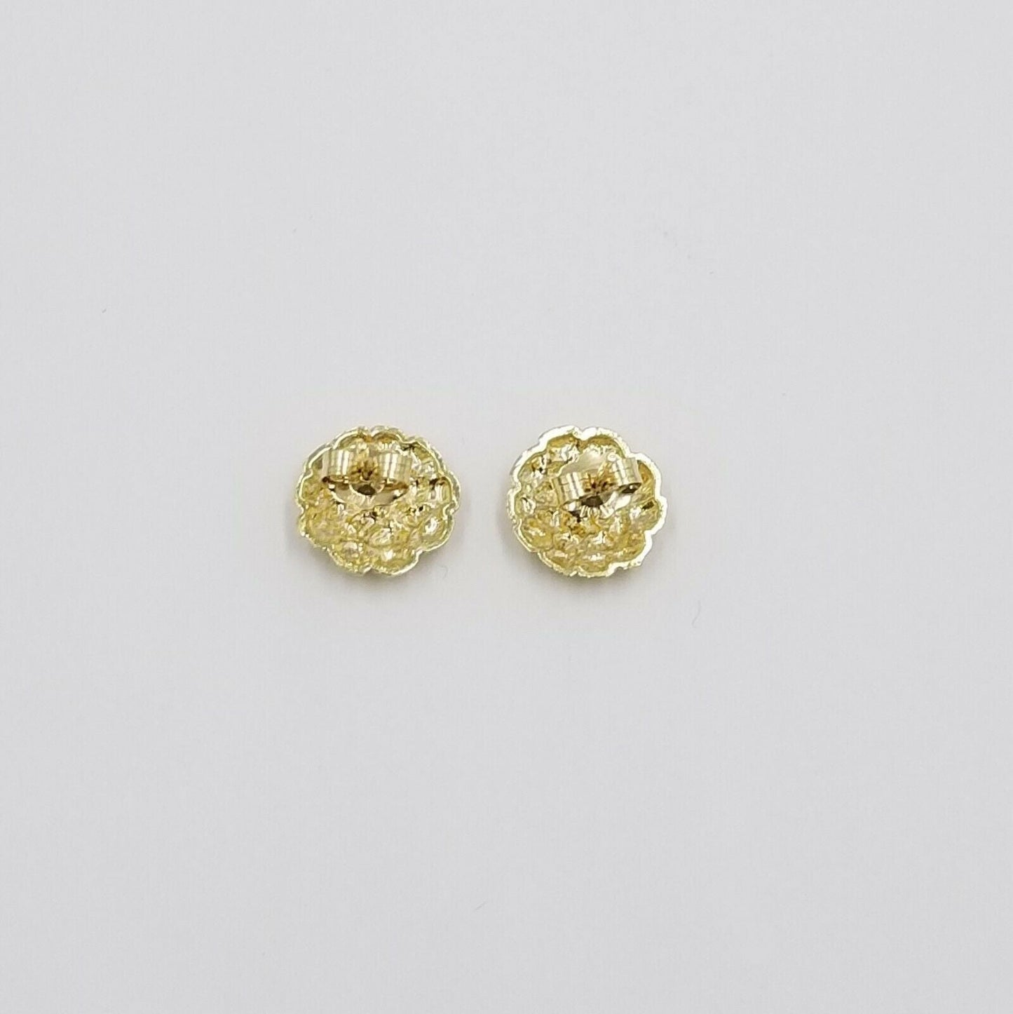 Round 10k Yellow Gold Nugget Earrings With Push Back Hoop Real Men Women 10mm