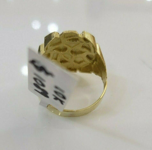 SOLID 10k Yellow Gold Nugget Ring Pinkey / Casual Mens Band Round,New Style,REAL