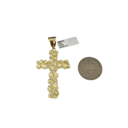Real 10k Rope Chain Nugget Cross Necklace Pendant Set 7mm 20"-28" Gold Men