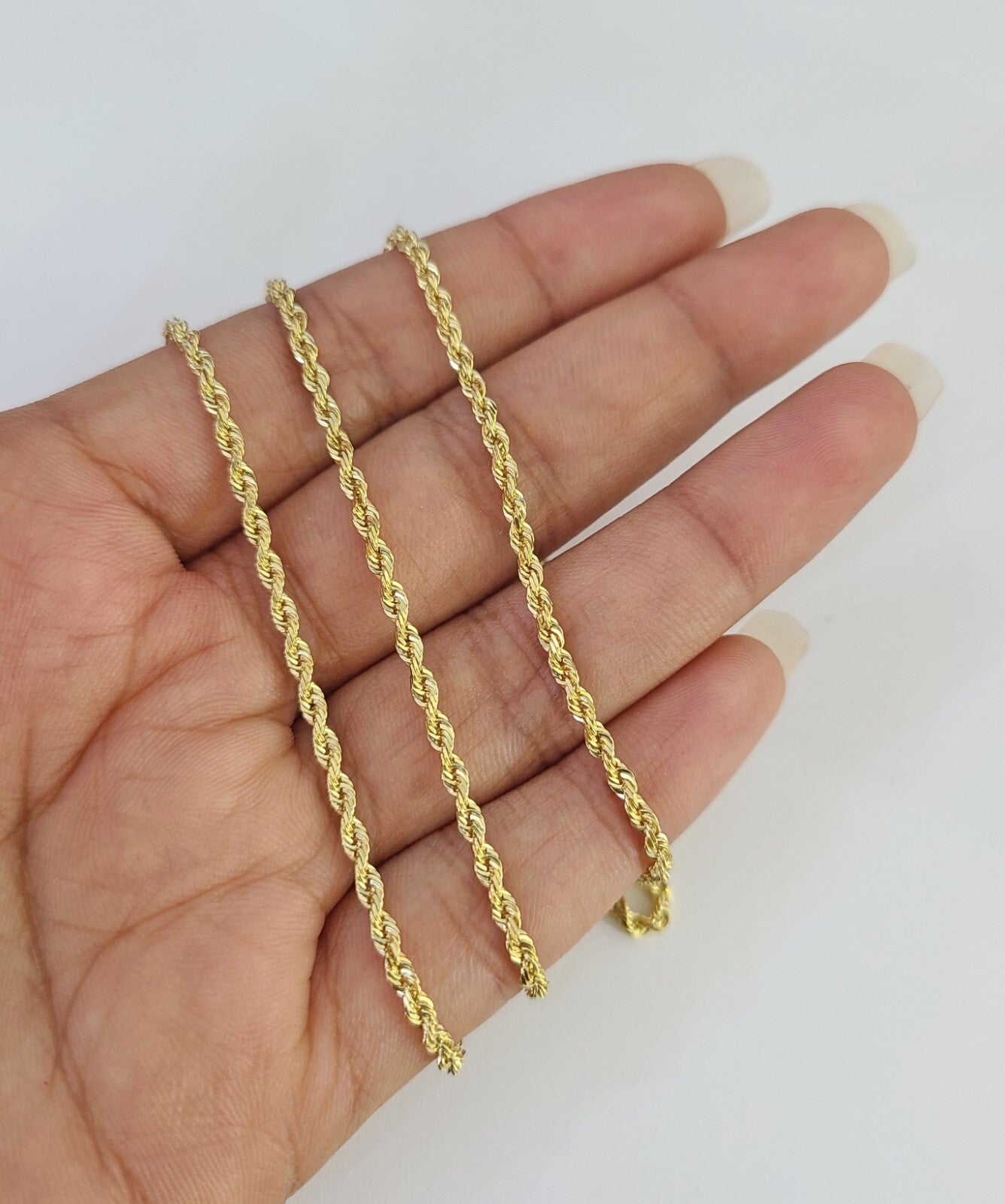 Real 18k Rope Chain Necklace 22 Inches 2mm Yellow Gold Men Women 18KT SOLID