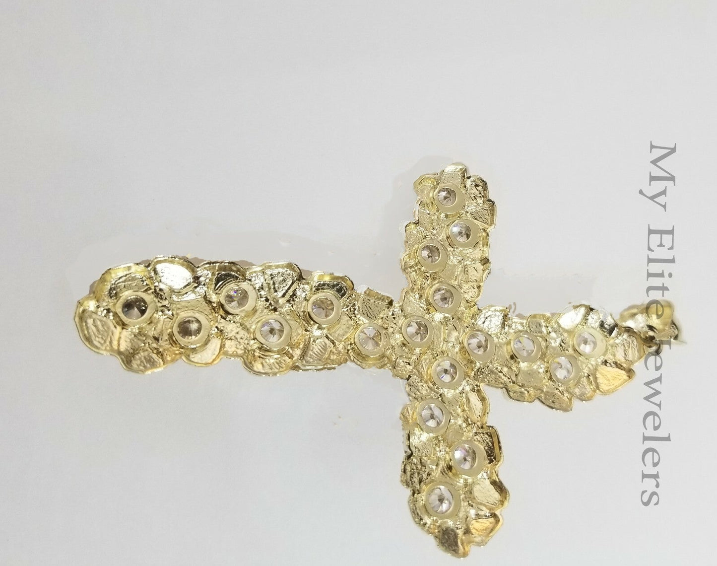 REAL 10K Yellow Gold Cross Pendant Charm Men's Jesus Crucifix 3.5" Free Shape Big