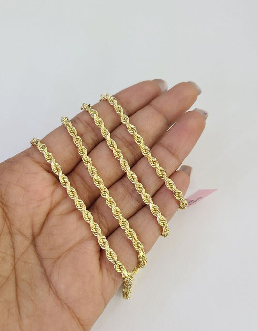 REAL 14k gold Rope Necklace 3mm chain 14kt Yellow Gold 26" Solid Real Gold Sale