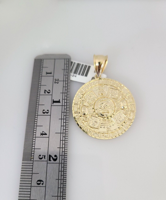 10kt Gold Rope Chain Mayan Calendar Charm Set 18"-30'' Inch 6mm Necklace Pendant