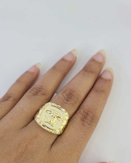 10k Yellow Gold Medusa Head Ring Casual Band Genuine Brand New