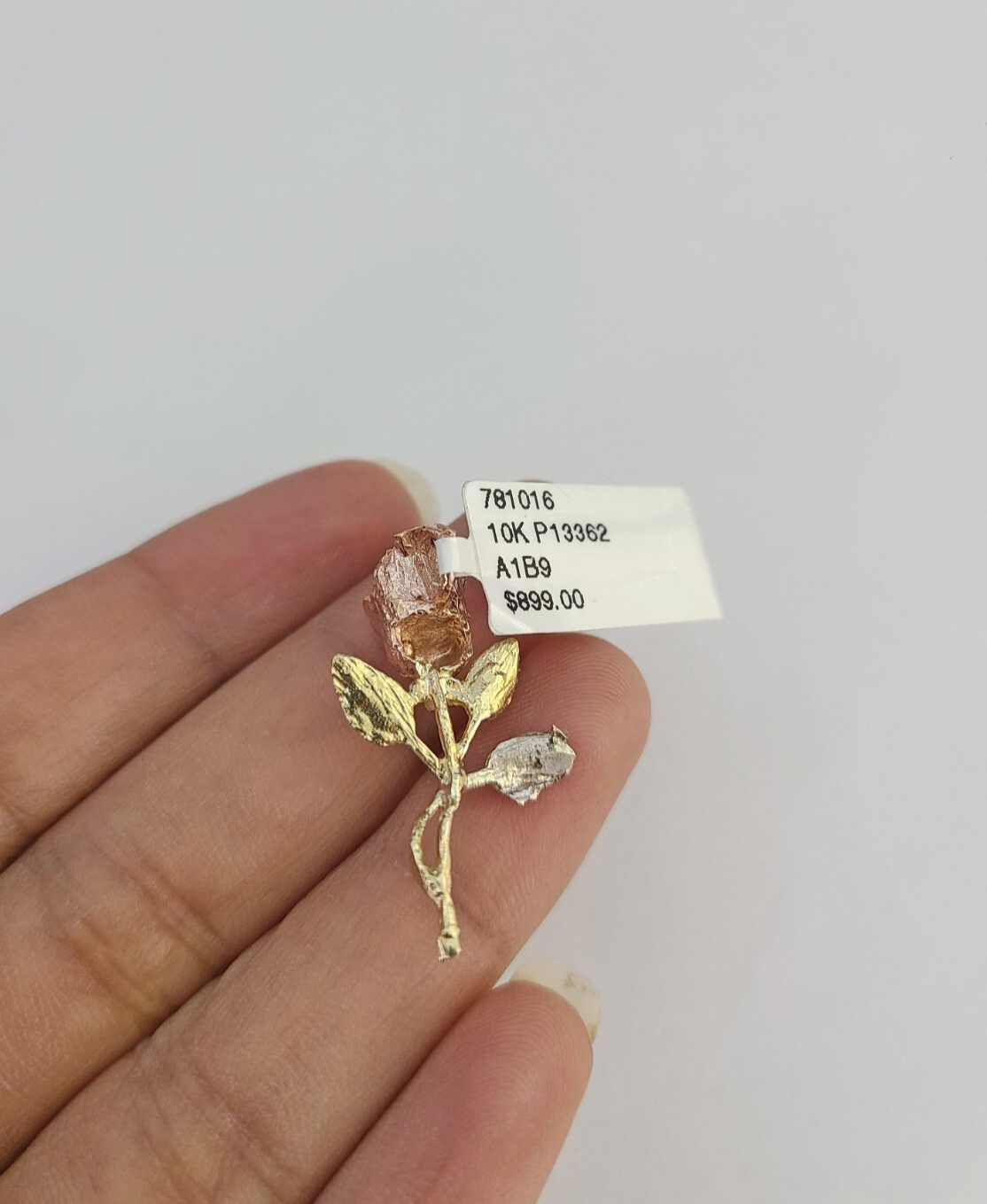 10k Rose Flower Charm Trio Pendant Charm Yellow White Gold Women REAL