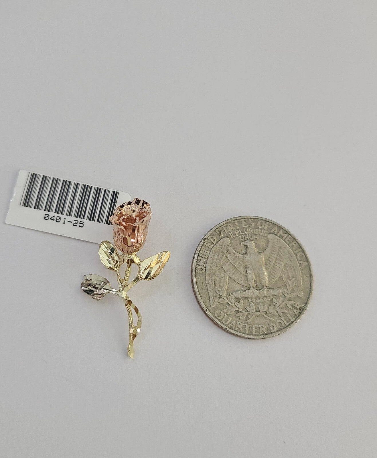 10k Rose Flower Charm Trio Pendant Charm Yellow White Gold Women REAL