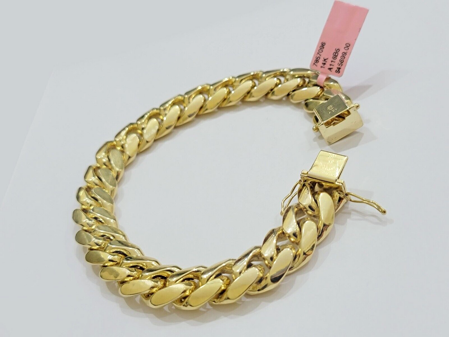 13mm Solid 14k Yellow Gold bracelet Miami Cuban Link 8 Inch Mens REAL 14kt HEAVY