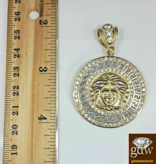 10k Yellow Gold Men Pendant head Charm 3 -2 Inch REAL Round