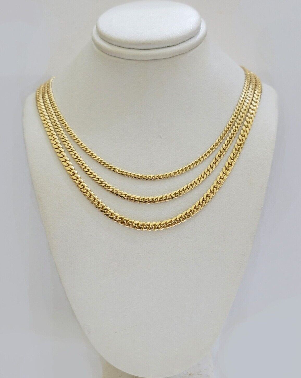 SOLID 18k Gold Miami Cuban Chain Necklace 2.5mm 3.5mm 4mm 18-26 Inches Men Women