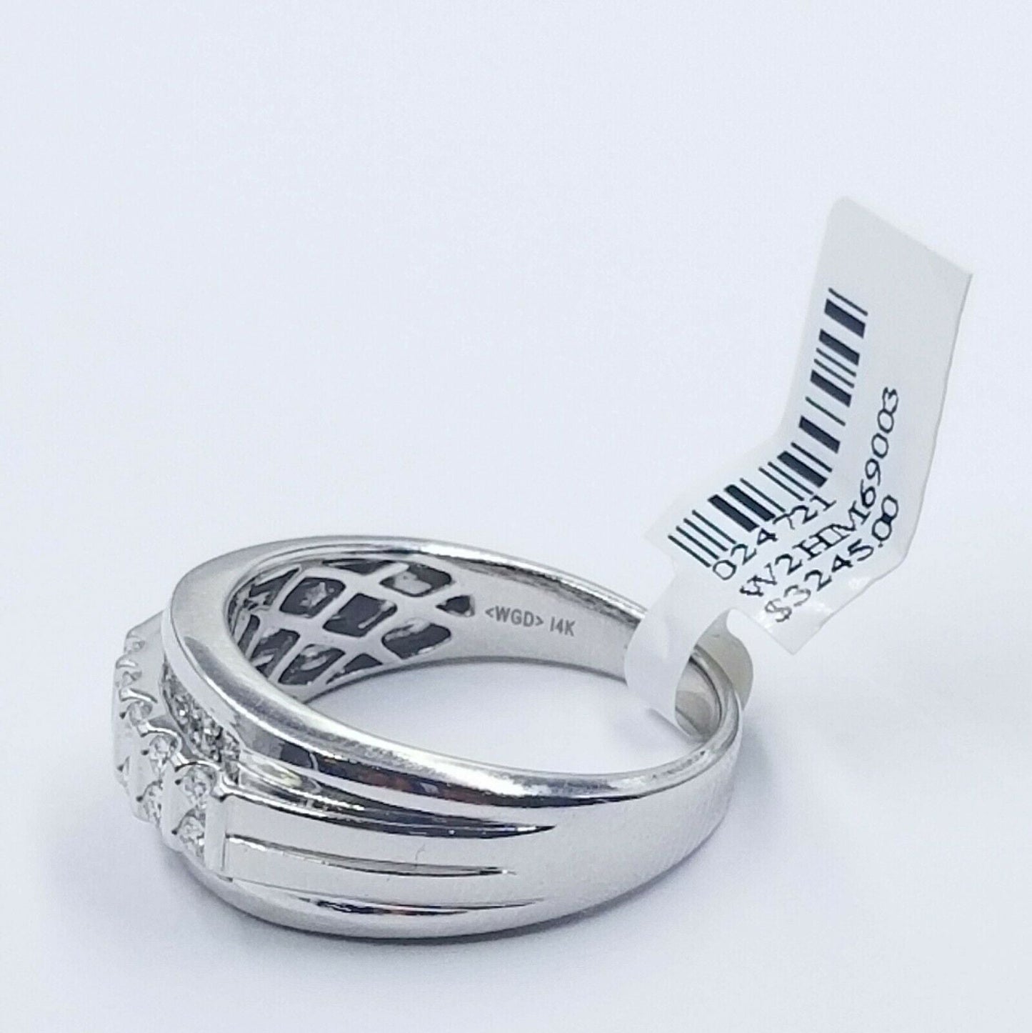 Mens 14k White Gold 0.47CT Wedding Engagement Ring Diamond Band Solitaire Real