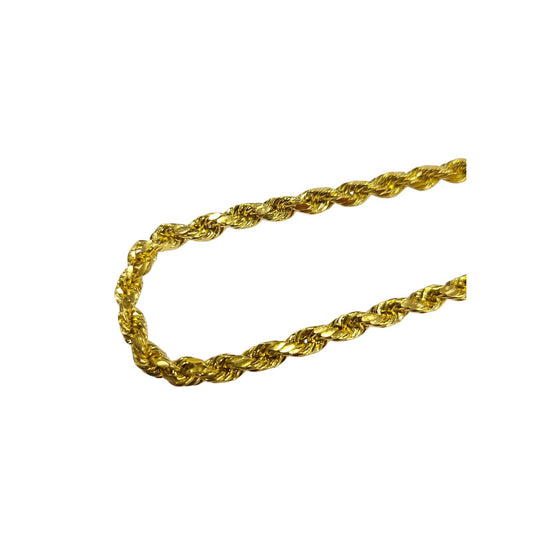 Real 10k Yellow Gold Rope Bracelet 8 Inch 4mm Diamond Cuts Men Women 10KT
