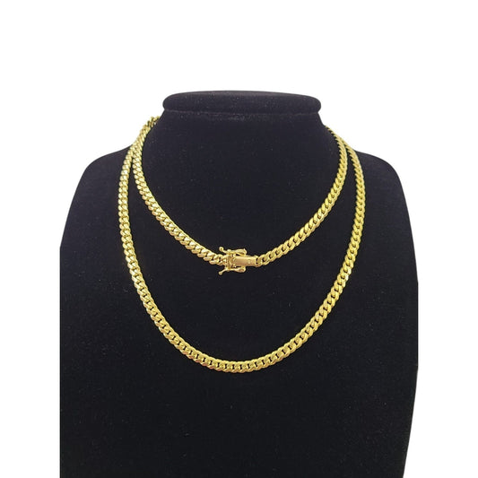 10k Solid Gold Miami Cuban Link Chain 4mm Necklace 18 20 22 24 Inches Men Women