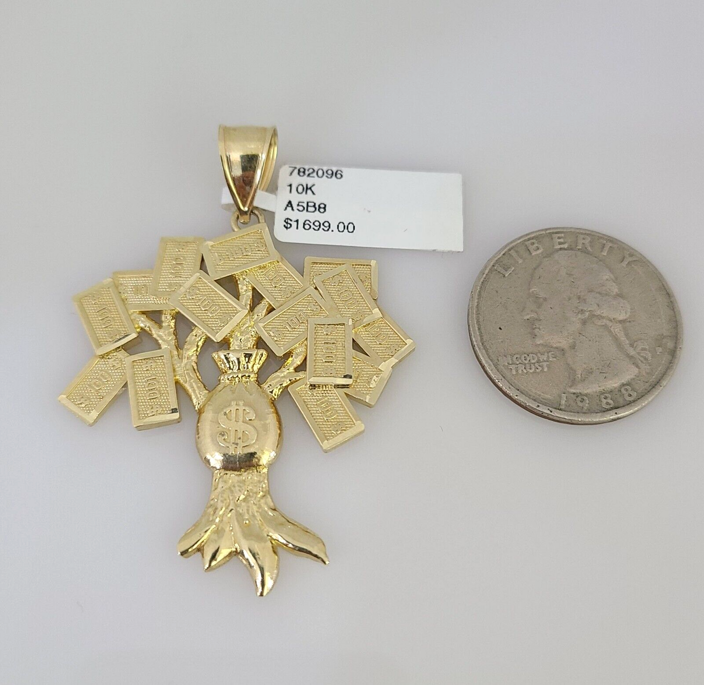 10k Money Tree Charm Pendant Men's REAL 10Kt Yellow Gold Genuine