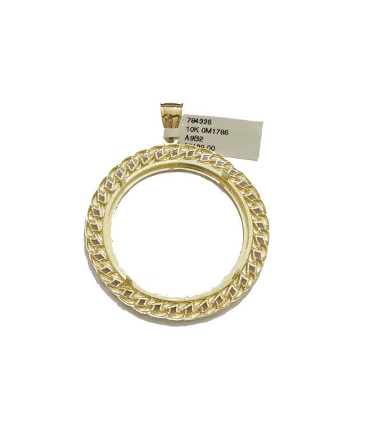 Real 10k Yellow Gold Bezel Charm Pendant Round Mexican Centenario Coin 10kt SALE