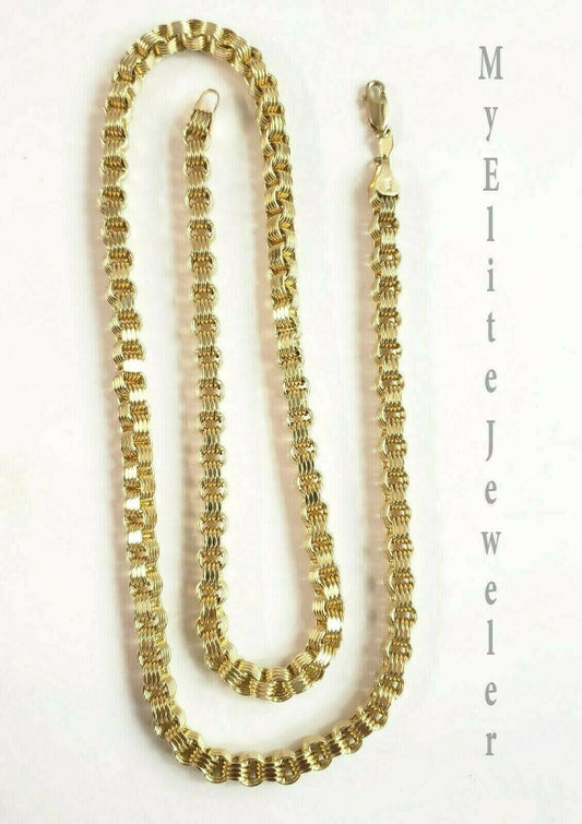 Real 10k Gold Necklace Box Byzantine Chain 10kt Yellow Gold 5mm 22 Inch For Mens