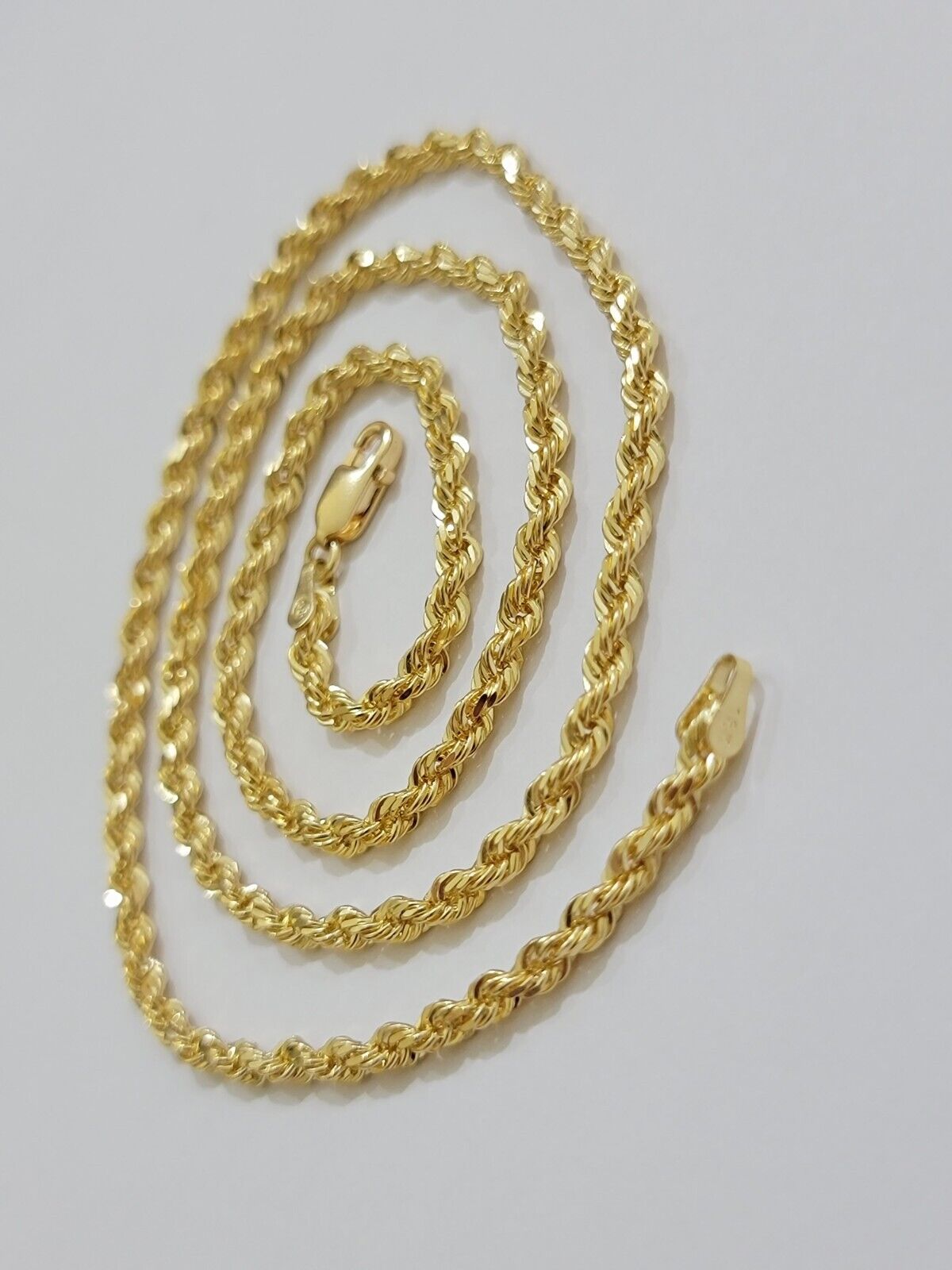 Real 18kt Yellow Gold Rope Chain Necklace 3mm 22 Inch Men Women SOLID HEAVY 18k