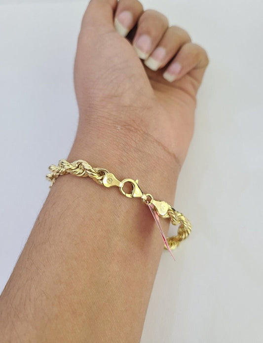Real 14k Yellow Gold Rope Bracelet Solid 7mm 7'' Inches New 14KT SALE