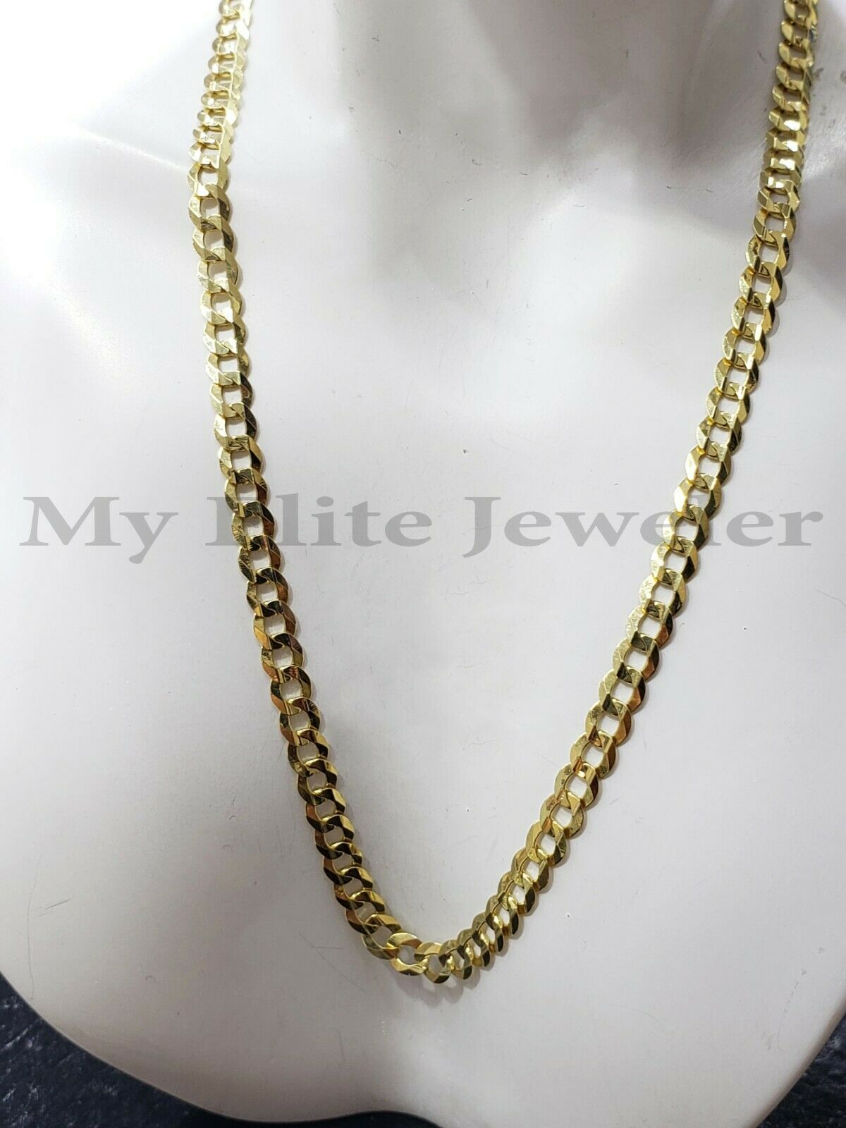 SOLID 14k Yellow Gold Ladies Chain Necklace 22 Inch Cuban Curb Link 3 MM Women