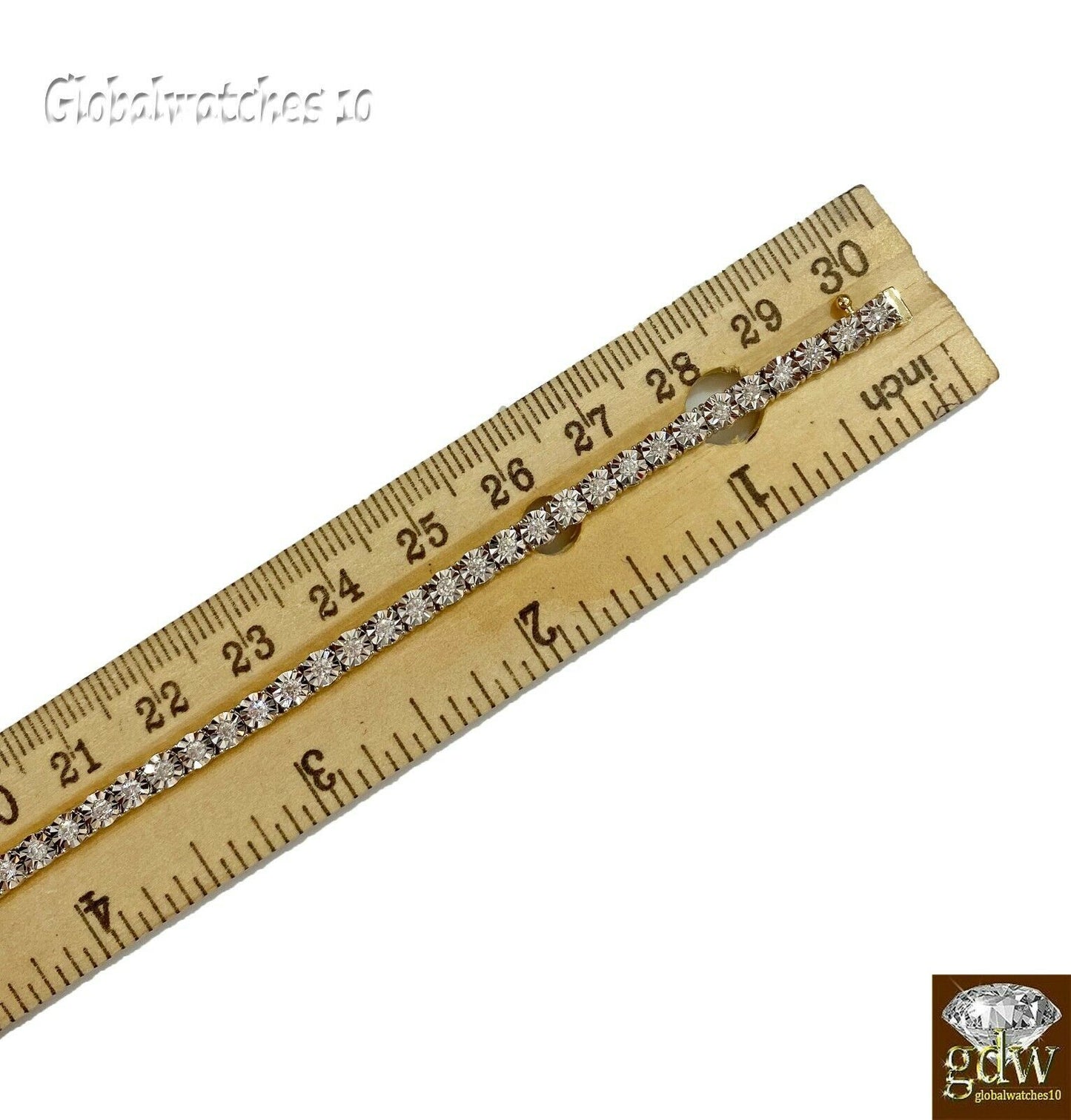 Real 10k Gold Diamond Bracelet Link Yellow Gold 7" Box Clasp Real Men Women