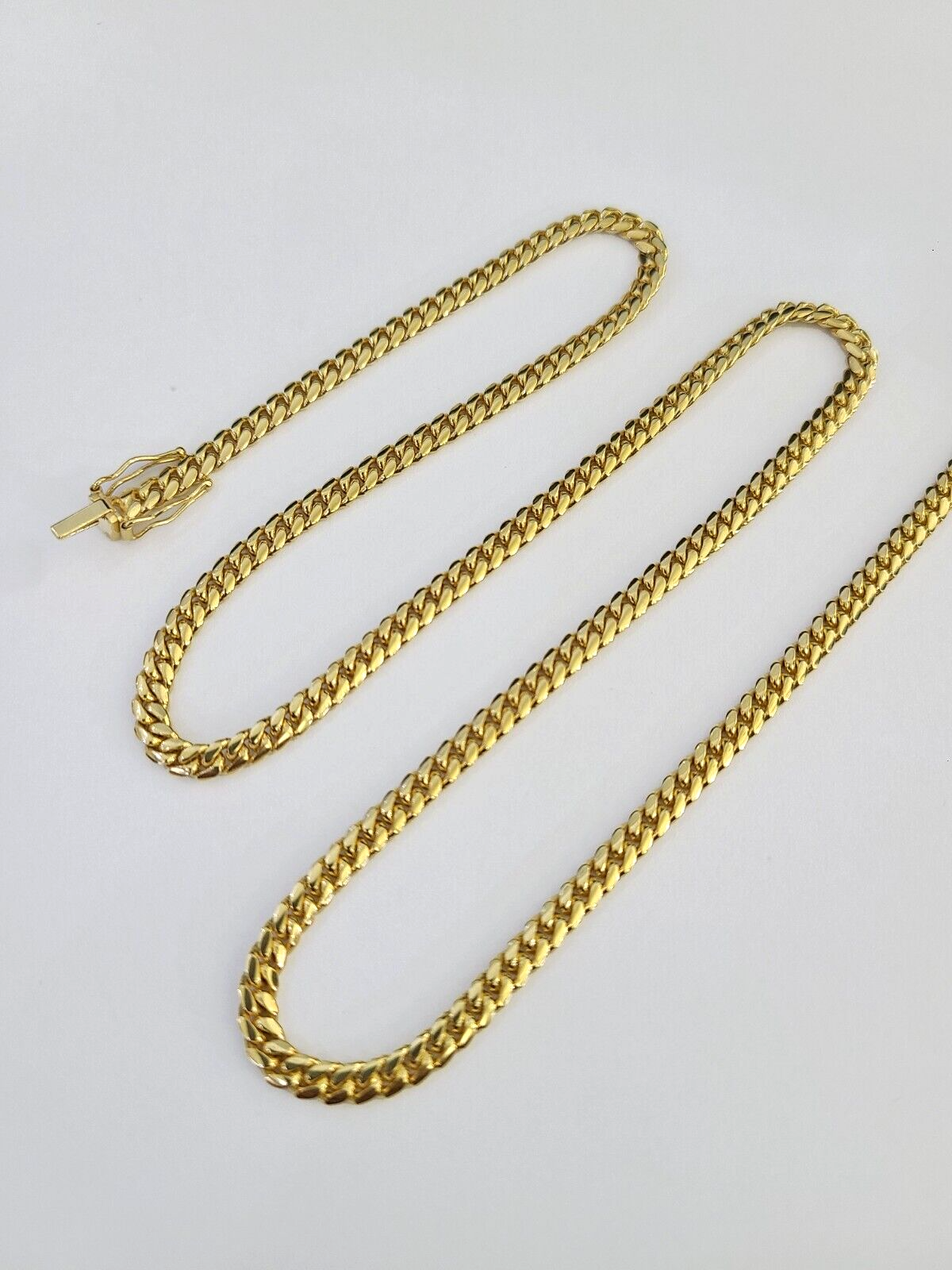 Real 18kt Yellow Gold Miami Cuban Chain Necklace 4mm 22 Inch Men Women SOLID 18k