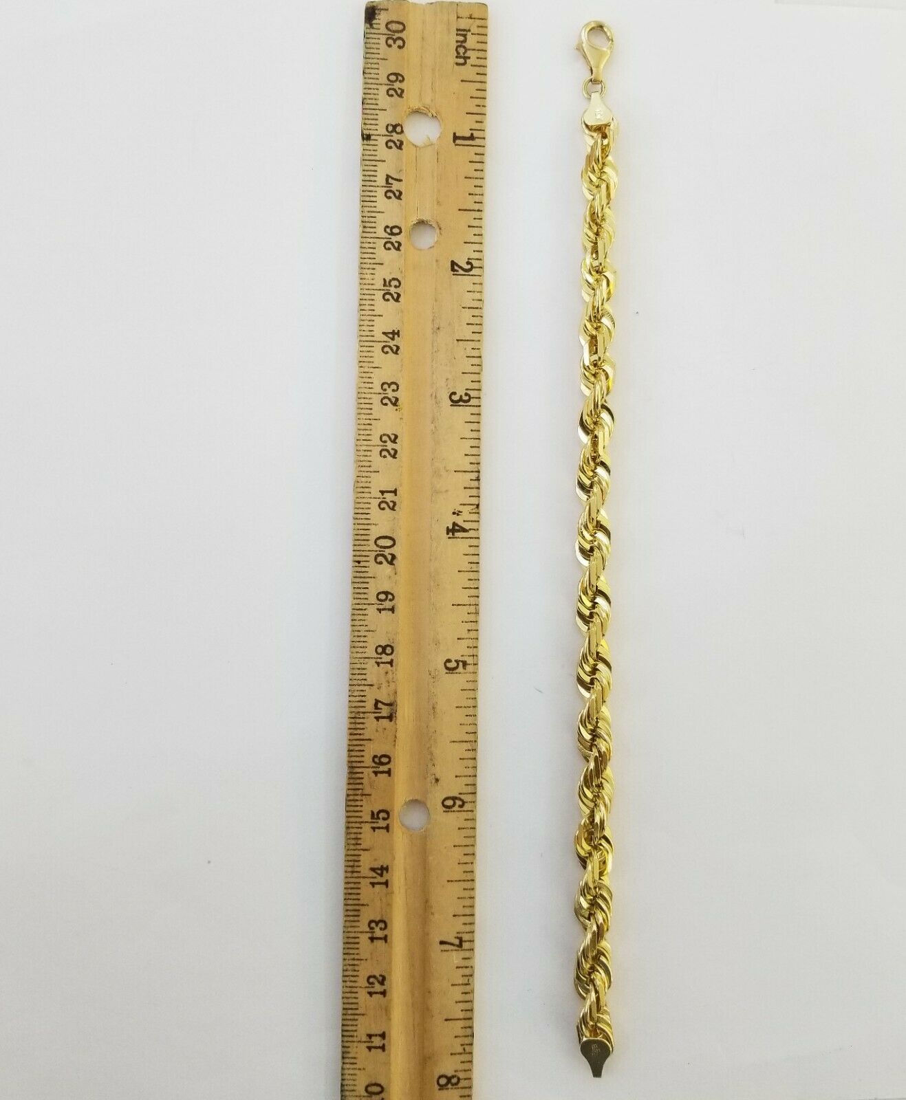 Solid Real 10K Yellow Gold Rope Bracelet 8" Inch 7mm , 10kt Real gold men women