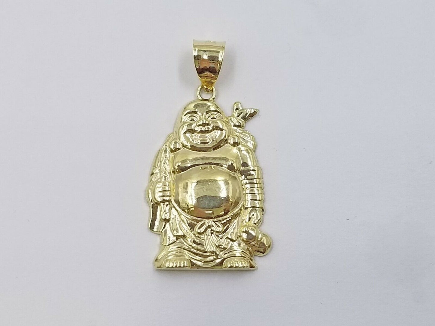 10k Yellow Gold Lucky Laughing Buddha Charm Religious Pendant Smiling Men Women