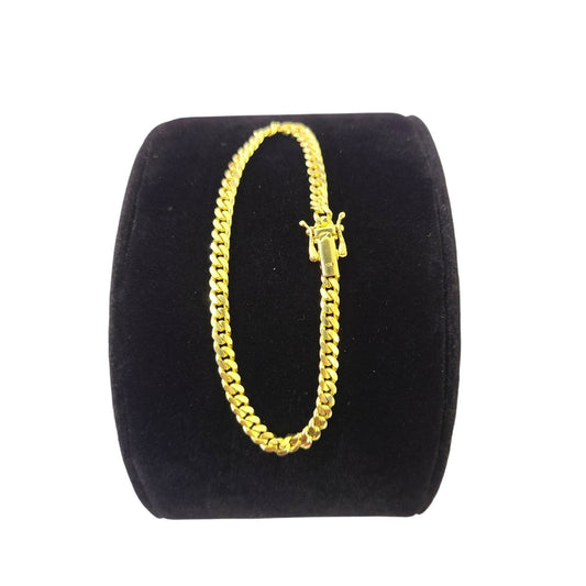 10k Real Solid Gold Miami Cuban Bracelet 4mm Link 7" inch Women Men