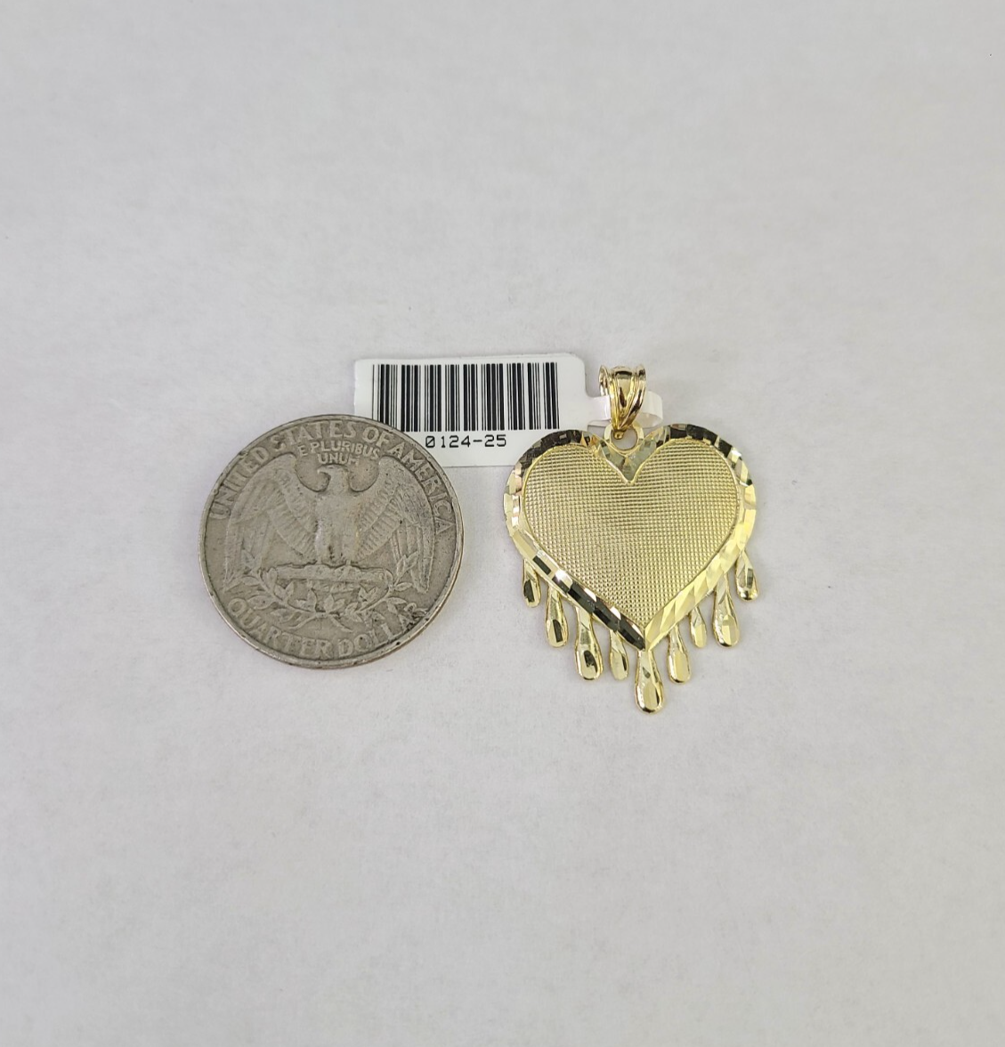 10k Gold dripping Heart Charm Pendant REAL 10kt Yellow Gold for ladies / women