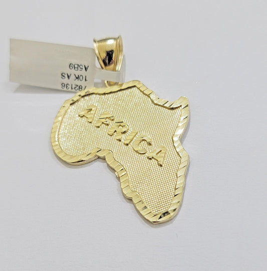 10k Yellow Gold Charm Africa Map Pendant Mens REAL 10KT GOLD & FREE SHIPPING