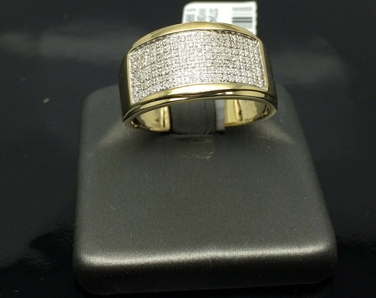 Mens 10K Yellow Gold Band Ring Wedding Engagement Size 10 Natural Diamond