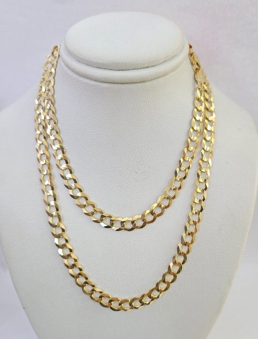 Real 18kt Cuban Curb Chain Necklace 6mm 24 Inch Yellow Gold Men Women SOLID
