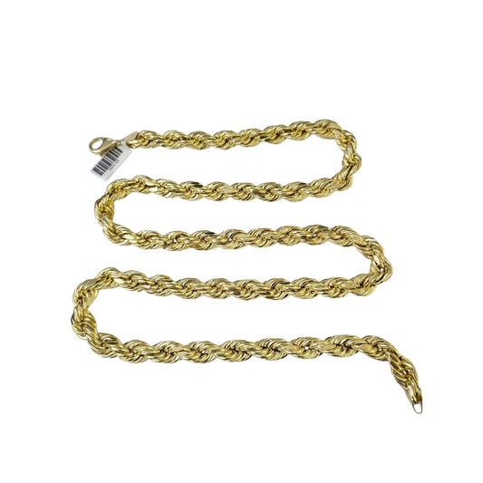 10K Yellow Gold Rope Chain Necklace 10mm 30 Inch REAL 10kt Diamond Cuts Men's