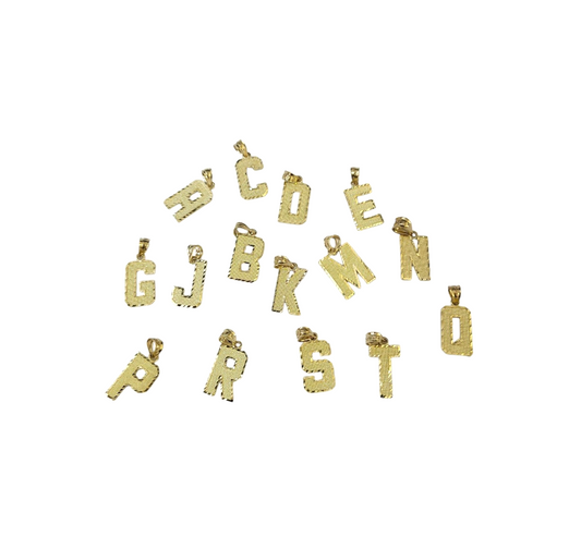 10K Real Yellow Gold Initial Letter Charm Pendant A–Z Alphabet Men Women